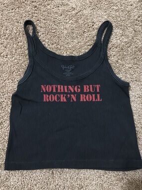 Brandy Melville Black Tank with Red "Nothing But Rock 'N Roll" Print